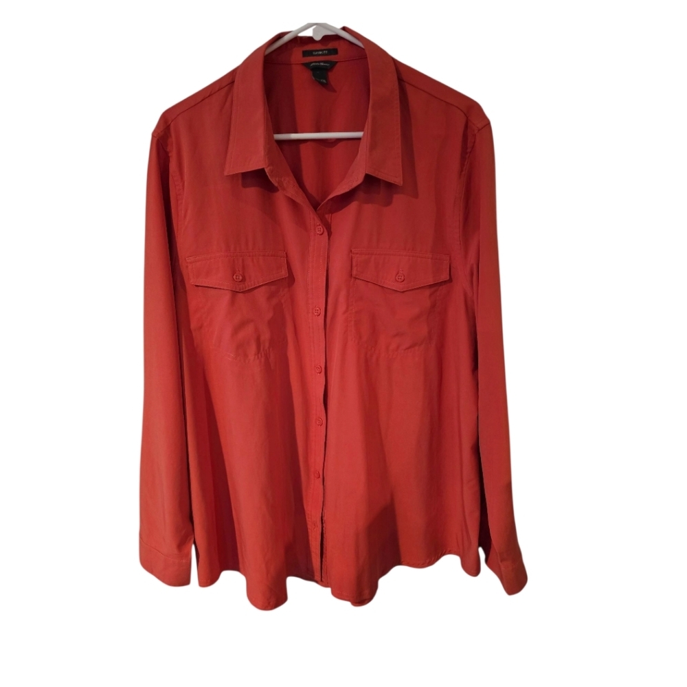 Womens salmon EDDIE BAUER classic Fit Camp Shirt SZ XXL